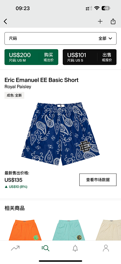 Eric Emanuel Shorts — Basic Royal Paisley angle 1