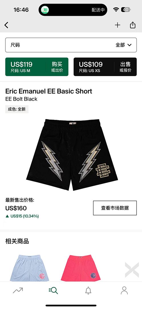 Eric Emanuel Shorts — Basic Bolt Black angle 1