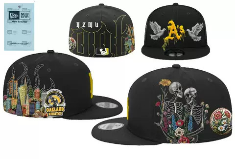 Oakland Athletics Custom Cityscape Skeleton 59FIFTY — Black