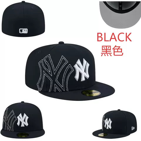 NY Yankees Black Oversized Stitch NY 59FIFTY