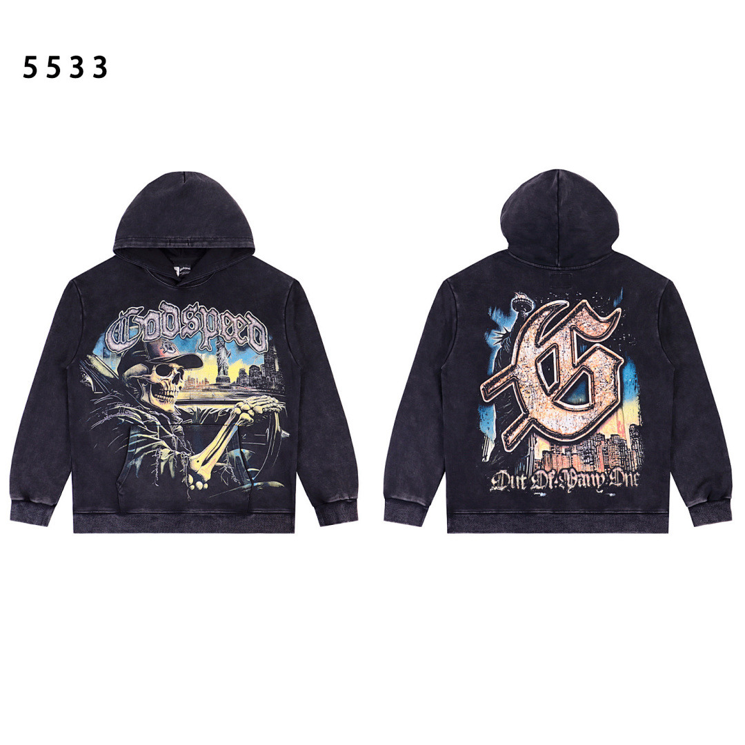 GodSpeed Hoodie — 5533 (Washed Black)