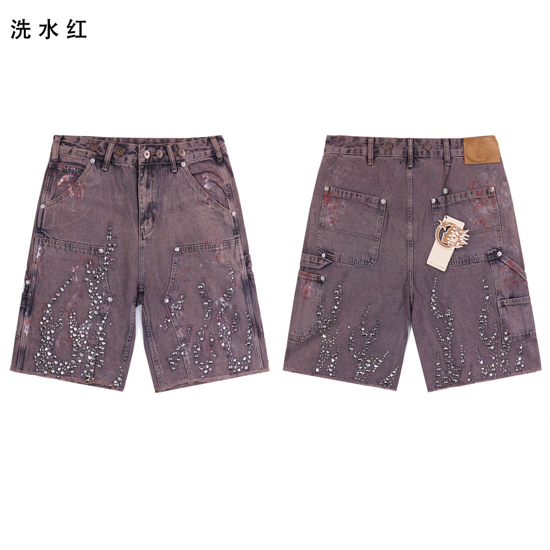 Hellstar Jeans Shorts — BRA-8652 (Washed Red)