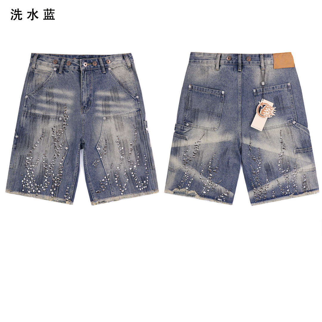Hellstar Jeans Shorts — BRA-8652 (Washed Blue)
